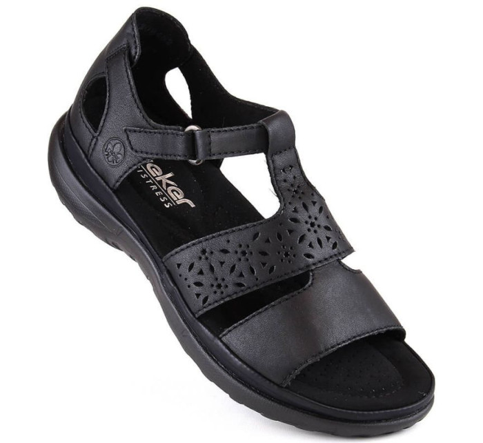 Pohodlné kožené sandále Rieker W RKR668 black
