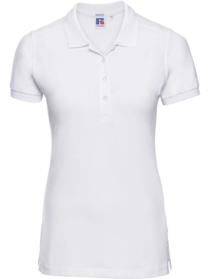 Russell Athletic 566F Dámske elastické polo tričko z piké 10.566F biele Russell Athletic 566F Dámske elastické polo tričko z piké 10.566F biele