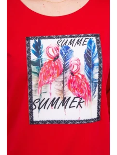 Blúzka s 3D grafikou plameniaka červená