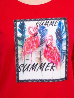 Blúzka s 3D grafikou plameniaka červená