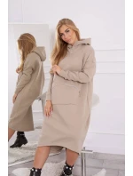 Zateplené šaty s kapucí béžové Zateplené šaty s kapucí béžové