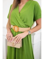 Dlhé šaty s ozdobným opaskom olivové Dlhé šaty s ozdobným opaskom olivové