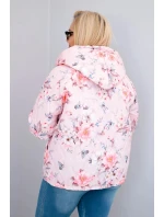 Dámska jarná prešívaná bunda s kapucňou a kvetinovým vzorom Powder Pink