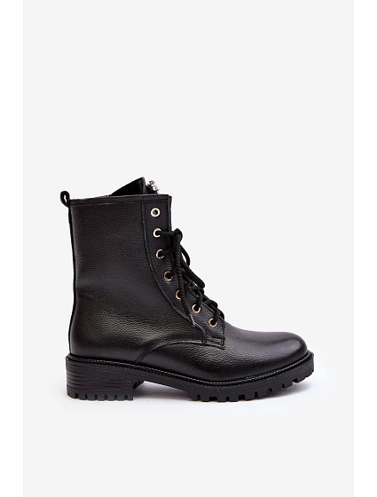 Dámské kožené workery s ozdobou model 21640614 Černé - Zazoo