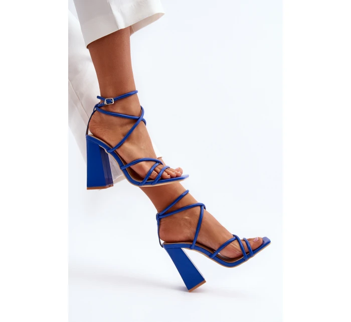 Modne Sandały Na Obcasie Niebieskie Josette