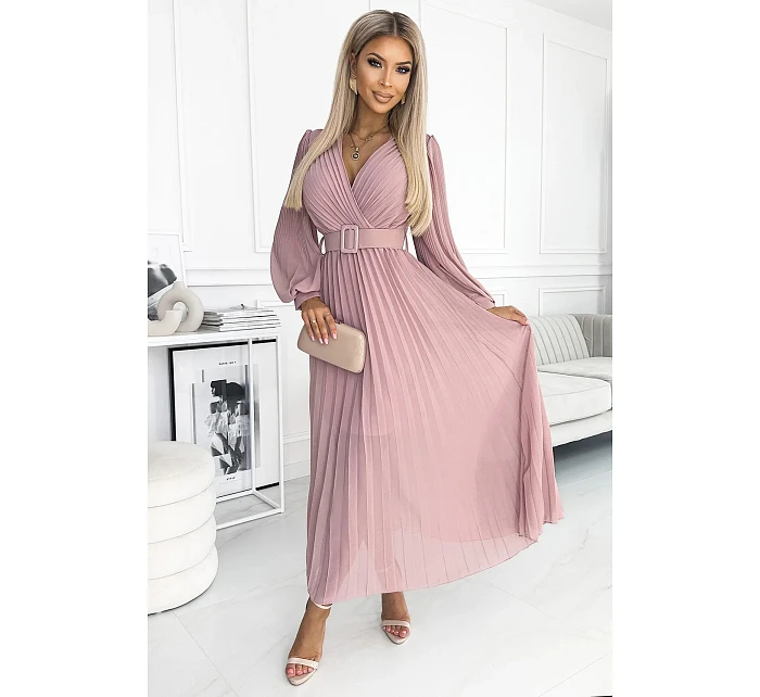 Plisované šaty 414-2 KLARA staroružové - Numoco