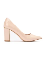 Exkluzívní hnědé dámské lodičky na širokém podpatku Exkluzívní hnědé dámské lodičky na širokém podpatku