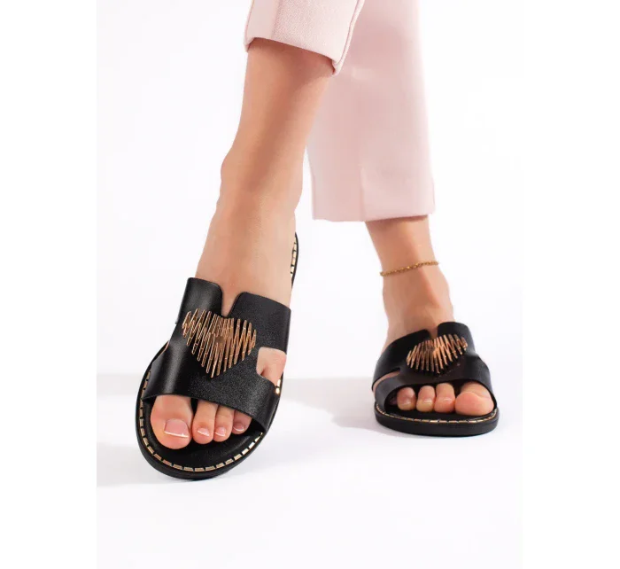 Trendy černé nazouváky dámské bez podpatku Trendy černé nazouváky dámské bez podpatku