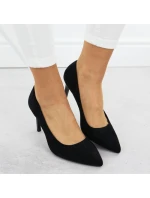 Čierne semišové lodičky na ihlovom podpätku Sergio Leone 1339