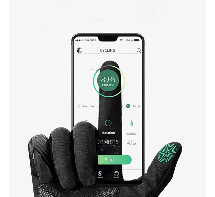 Cyklistické rukavice Rockbros jar/leto/jeseň, plné, veľkosť: L - čierne