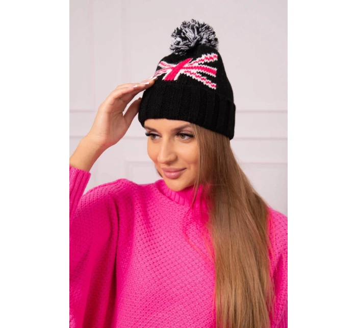 Dámska čiapka s brmbolcom Elizabeth K386 čierna