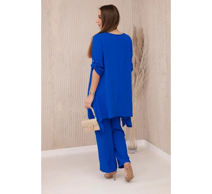 Súprava blúzka + nohavice s príveskom chrpová modrá