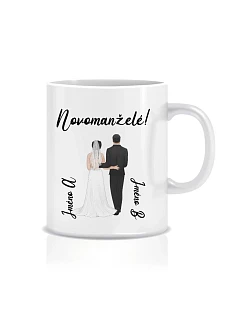 Personalizovaný klasický biely keramický hrnček s objemom 300 ml so svadobným párom