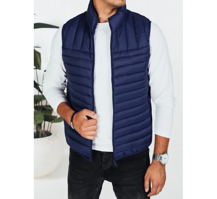 Pánská prošívaná tmavě modrá vesta model 21991576 - Dstreet