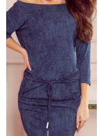 Dámské sportovní šaty v tmavě modré džínové barvě s kapsičkami model 8516504 - numoco