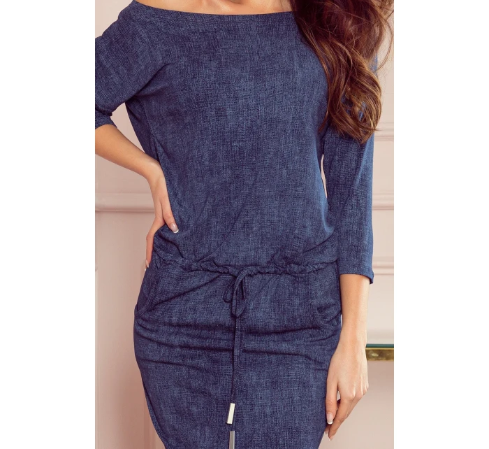 Dámské sportovní šaty v tmavě modré džínové barvě s kapsičkami model 8516504 - numoco