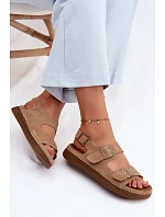 Kožené semišové dámské sandály s přezkami Vinceza 79620 hnědé