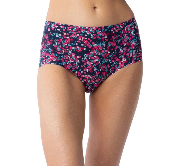 Dámske jednoduché maxi nohavičky Cranberries tmavomodré s ružovým vzorom - JULIMEX Dámske jednoduché maxi nohavičky Cranberries tmavomodré s ružovým vzorom - JULIMEX