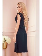 396-3 LAYLA Plisované šaty s opaskom - BOTTLE GREEN 396-3 LAYLA Plisované šaty s opaskom - BOTTLE GREEN