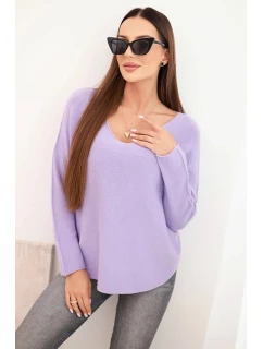 Dámsky viskózový sveter s výstrihom do V svetlo fialový