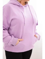 Dámska bavlnená mikina s kapucňou a klokankou Plus Size Purple Dámska bavlnená mikina s kapucňou a klokankou Plus Size Purple