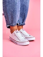 Damskie Klasyczne Trampki Białe Z Czerwoną Lamówką Ecoma Damskie Klasyczne Trampki Białe Z Czerwoną Lamówką Ecoma