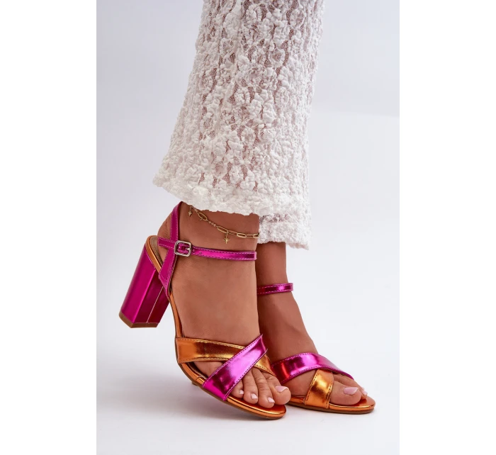 kožené sandály na vysokém podpatku fuchsie model 21666833 - Boto kožené sandály na vysokém podpatku fuchsie model 21666833 - Boto