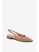 Kožené sandály na nízkém podpatku Maciejka K7449-04 tmavě béžové