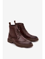 Pánske kožené členkové topánky Lee Cooper - hnedé Pánske kožené členkové topánky Lee Cooper - hnedé