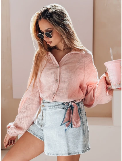 Dámská mušelínová košile oversize růžová Dstreet model 21989194 - FashionStreet