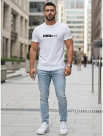 Pánske biele tričko s klasickou potlačou FashionStreet NX5122R