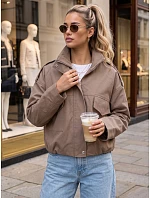 Dámska oversize prechodová bunda s golierom, béžová, FashionStreet TY6091 Dámska oversize prechodová bunda s golierom, béžová, FashionStreet TY6091