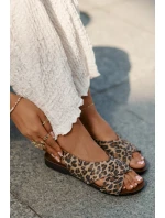 Dámské kožené sandály leopardí hnědé model 21694322 - Zazoo Dámské kožené sandály leopardí hnědé model 21694322 - Zazoo