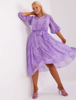 Svetlo fialové plus size šaty s potlačou