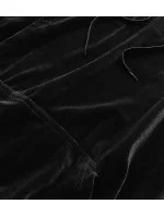 Čierny velúrový teplákový komplet s lampasmi (YP-9964)