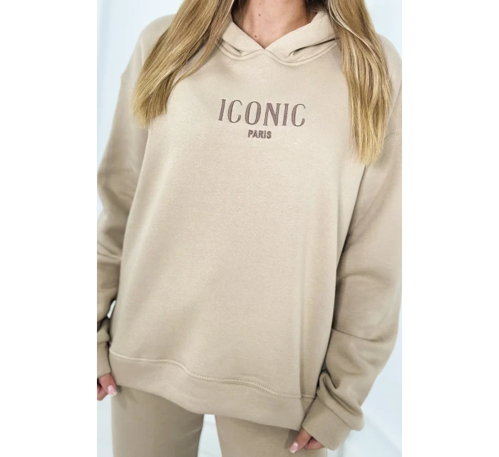 Izolovaná bavlněná souprava, mikina s model 18922073 + kalhotami béžový - K-Fashion Izolovaná bavlněná souprava, mikina s model 18922073 + kalhotami béžový - K-Fashion