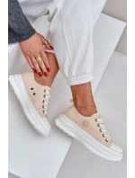 Damskie Trampki Na Masywnej Podeszwie Big Star NN274127 Beżowe Damskie Trampki Na Masywnej Podeszwie Big Star NN274127 Beżowe