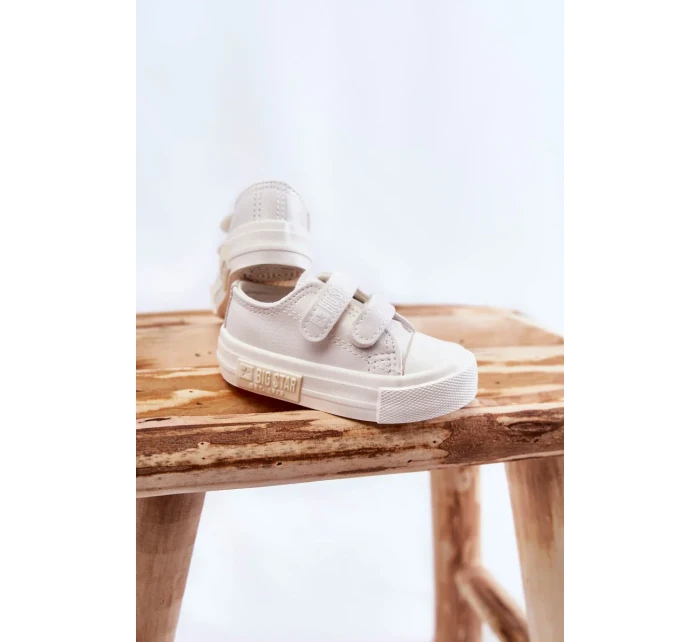 Dětské kožené tenisky na suchý zip BIG STAR KK374091 Bílá