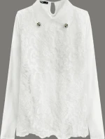 Elegantní halenka v barvě ecru s límečkem model 17825008 - LJR