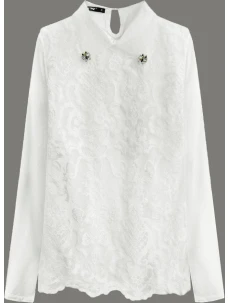 Elegantná blúzka vo farbe ecru s golierom (8522/1)