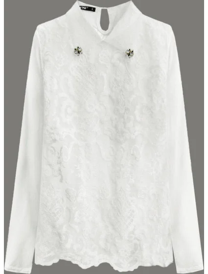 Elegantná blúzka vo farbe ecru s golierom (8522/1) Elegantná blúzka vo farbe ecru s golierom (8522/1)