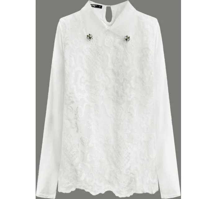 Elegantná blúzka vo farbe ecru s golierom (8522/1) Elegantná blúzka vo farbe ecru s golierom (8522/1)