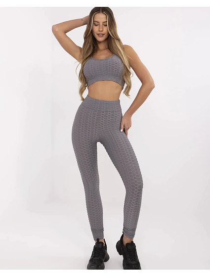 Tmavě šedý dámský sportovní komplet top a legíny model 21214393 - Factory Price Tmavě šedý dámský sportovní komplet top a legíny model 21214393 - Factory Price