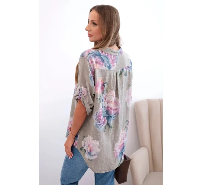 Dámska bavlnená blúzka s kvetinovým vzorom fango