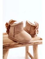 Dziewczęce Ocieplane Śniegowce Z Kokardkami Beżowe Meriva Dziewczęce Ocieplane Śniegowce Z Kokardkami Beżowe Meriva