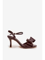 Lakierowane Sandały Na Szpilce Z Kokardą Czekoladowe Noliva Lakierowane Sandały Na Szpilce Z Kokardą Czekoladowe Noliva