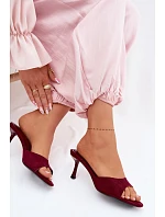 Sandály z imitace semiše na podpatku bordové model 22103082 - Boto