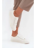 Dámske zateplené nízke tenisky Big Star - biele Dámske zateplené nízke tenisky Big Star - biele