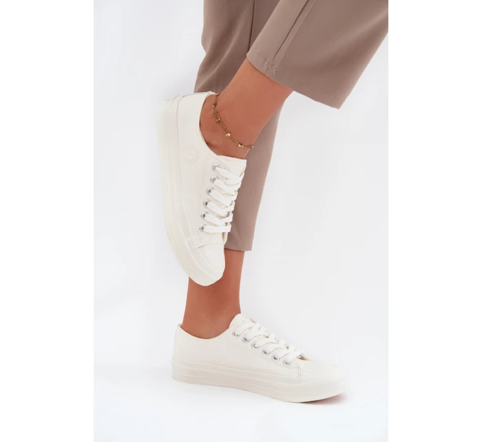 Dámske zateplené nízke tenisky Big Star - biele Dámske zateplené nízke tenisky Big Star - biele