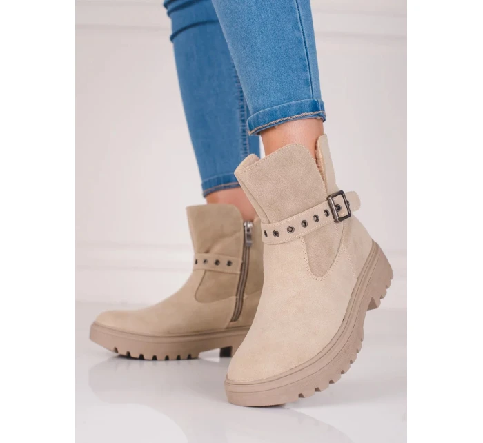 Dámské kotníčkové boty Béžová model 20849708 - GOODIN Dámské kotníčkové boty Béžová model 20849708 - GOODIN